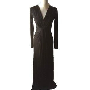 Diane von Furstenberg Deep V-Neck Twist Gown in Black Size 6